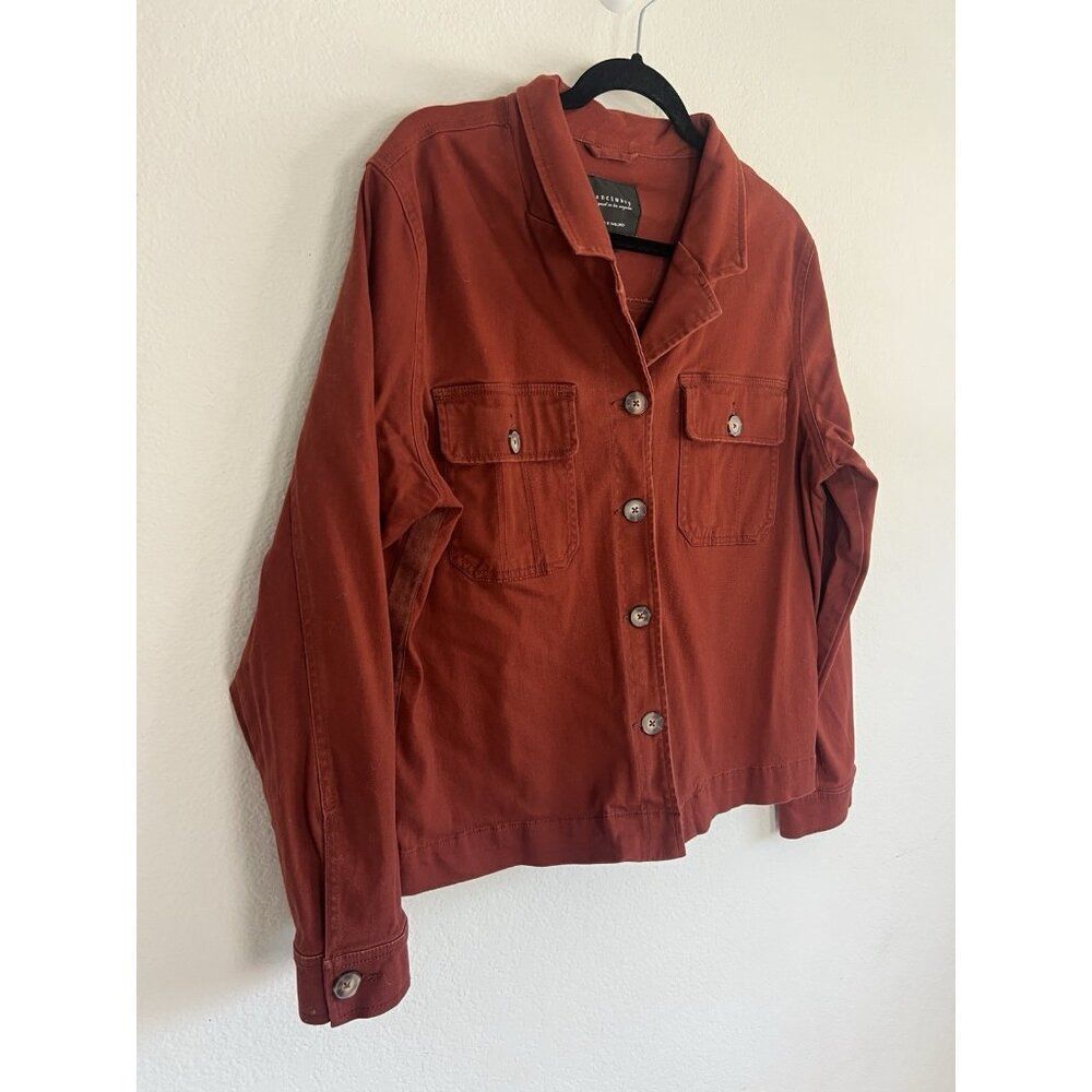 Sanctuary Rust Red Trooper Button Up Shacket Shirt Jacket Pockets Womens Size XL - Picture 8 of 9